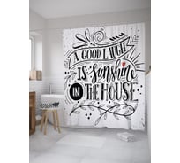 Штора (занавеска) для ванной JoyArty "Хороший смех - это солнечный свет в доме" из сатена, 180х200 см с крючками, sc_61644