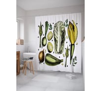 Штора (занавеска) для ванной JoyArty "Урожай для здорового питания" из сатена, 180х200 см с крючками, sc_62409