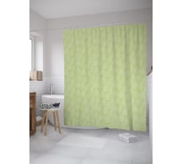 Штора (занавеска) для ванной JoyArty "Листовые абрисы" из сатена, 180х200 см с крючками, sc_61497