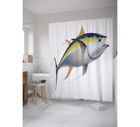 Штора (занавеска) для ванной JoyArty "Промышленная рыба" из сатена, 180х200 см с крючками, sc_55062