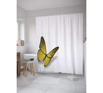 Штора (занавеска) для ванной JoyArty "Мотылек" из сатена, 180х200 см с крючками, sc_55150