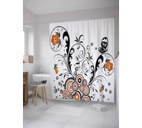 Штора (занавеска) для ванной JoyArty "Векторные вензеля" из сатена, 180х200 см с крючками, sc_36466