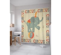 Штора (занавеска) для ванной JoyArty "Цирковая афиша" из сатена, 180х200 см с крючками, sc_62840