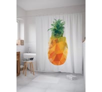 Штора (занавеска) для ванной JoyArty "Полигональный ананас" из сатена, 180х200 см с крючками, sc_63169
