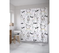 Штора (занавеска) для ванной JoyArty "Сны единорога" из сатена, 180х200 см с крючками, sc_60909