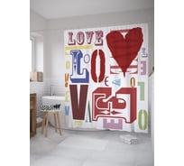 Штора (занавеска) для ванной JoyArty "Любовный постер" из сатена, 180х200 см с крючками, sc_61102