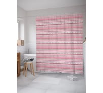 Штора (занавеска) для ванной JoyArty "Полосы в сердцах" из сатена, 180х200 см с крючками, sc_57720