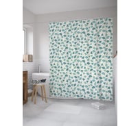 Штора (занавеска) для ванной JoyArty "Монотонные листья гинкго" из сатена, 180х200 см с крючками, sc_61508