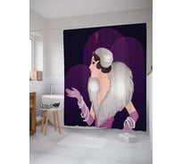 Штора (занавеска) для ванной JoyArty "Женщина в ретро шапочке" из сатена, 180х200 см с крючками, sc_62866