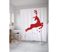 Штора (занавеска) для ванной JoyArty "Летящий олень" из сатена, 180х200 см с крючками, sc_52787