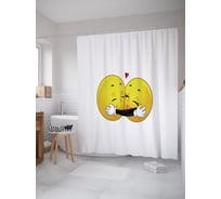 Штора (занавеска) для ванной JoyArty "Колобки обнимаются" из сатена, 180х200 см с крючками, sc_53936