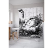 Штора (занавеска) для ванной JoyArty "Лебедь на воде" из сатена, 180х200 см с крючками, sc_58607