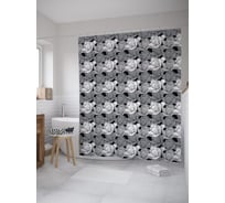 Штора (занавеска) для ванной JoyArty "Цветочная стереограмма" из сатена, 180х200 см с крючками, sc_60850