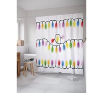 Штора (занавеска) для ванной JoyArty "Ламповые гирлянды" из сатена, 180х200 см с крючками, sc_53284