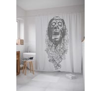 Штора (занавеска) для ванной JoyArty "Голова мертвеца" из сатена, 180х200 см с крючками, sc_36403