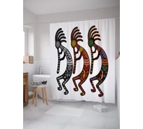 Штора (занавеска) для ванной JoyArty "Этническая музыка" из сатена, 180х200 см с крючками, sc_63063