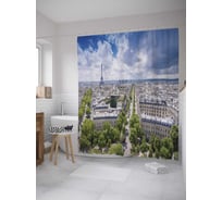 Штора (занавеска) для ванной JoyArty "Улицы Парижа" из сатена, 180х200 см с крючками, sc_32888