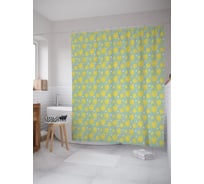 Штора (занавеска) для ванной JoyArty "Футуристическое цветение" из сатена, 180х200 см с крючками, sc_64323