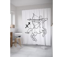 Штора (занавеска) для ванной JoyArty "Графический Стрелец" из сатена, 180х200 см с крючками, sc_61056