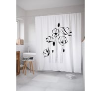 Штора (занавеска) для ванной JoyArty "Абрис маков" из сатена, 180х200 см с крючками, sc_53364