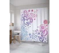 Штора (занавеска) для ванной JoyArty "Рисунок дудл в тетради" из сатена, 180х200 см с крючками, sc_61090