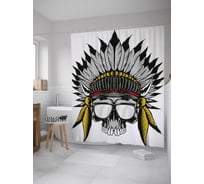 Штора (занавеска) для ванной JoyArty "Череп индейца" из сатена, 180х200 см с крючками, sc_33082