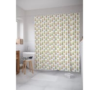 Штора (занавеска) для ванной JoyArty "Цветные ананасы" из сатена, 180х200 см с крючками, sc_57782