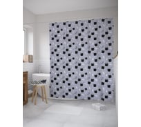 Штора (занавеска) для ванной JoyArty "Кот-космонавт" из сатена, 180х200 см с крючками, sc_61547