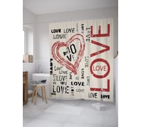 Штора (занавеска) для ванной JoyArty "Любовь гранж" из сатена, 180х200 см с крючками, sc_61103