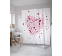 Штора (занавеска) для ванной JoyArty "Любовь в сердце" из сатена, 180х200 см с крючками, sc_61101