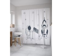 Штора (занавеска) для ванной JoyArty "Флаг Америки на Марсе" из сатена, 180х200 см с крючками, sc_62114