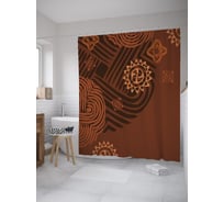 Штора (занавеска) для ванной JoyArty "Африканские орнаменты" из сатена, 180х200 см с крючками, sc_55107