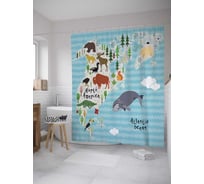 Штора (занавеска) для ванной JoyArty "Животный мир Северной Америки" из сатена, 180х200 см с крючками, sc_8061