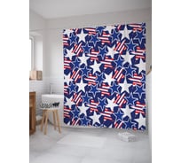 Штора (занавеска) для ванной JoyArty "Звезды США" из сатена, 180х200 см с крючками, sc_54122