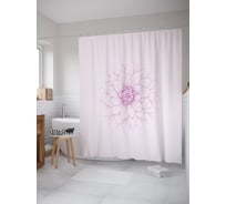 Штора (занавеска) для ванной JoyArty "Нежность георгины" из сатена, 180х200 см с крючками, sc_53605
