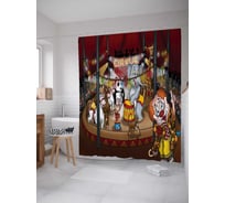 Штора (занавеска) для ванной JoyArty "Цирковая вечеринка" из сатена, 180х200 см с крючками, sc_9509