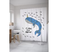 Штора (занавеска) для ванной JoyArty "Это нормально быть другим" из сатена, 180х200 см с крючками, sc_55204