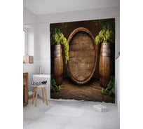 Штора (занавеска) для ванной JoyArty "Винный натюрморт" из сатена, 180х200 см с крючками, sc_9905