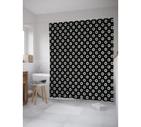 Штора (занавеска) для ванной JoyArty "Кольца гранж" из сатена, 180х200 см с крючками, sc_60406