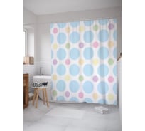 Штора (занавеска) для ванной JoyArty "Пастельные круги" из сатена, 180х200 см с крючками, sc_54094