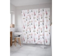 Штора (занавеска) для ванной JoyArty "Зайчиха на качелях" из сатена, 180х200 см с крючками, sc_62501