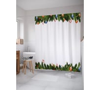 Штора (занавеска) для ванной JoyArty "Новогодние края" из сатена, 180х200 см с крючками, sc_53691