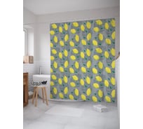 Штора (занавеска) для ванной JoyArty "Спелые лимоны" из сатена, 180х200 см с крючками, sc_64198