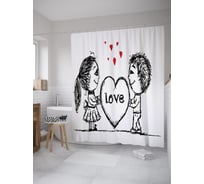 Штора (занавеска) для ванной JoyArty "Признание в любви" из сатена, 180х200 см с крючками, sc_61095