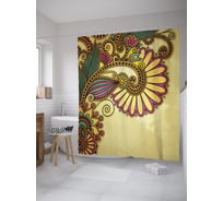 Штора (занавеска) для ванной JoyArty "Цветочные узоры дудл" из сатена, 180х200 см с крючками, sc_61350