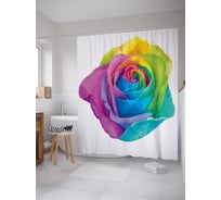 Штора (занавеска) для ванной JoyArty "Многоцветная роза" из сатена, 180х200 см с крючками, sc_63048