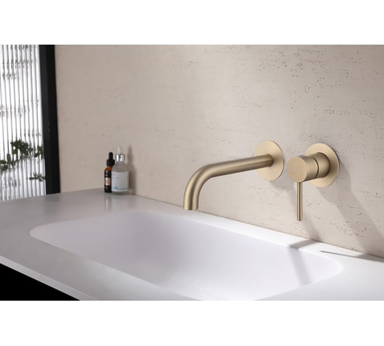 Смеситель для раковины ABBER Wasser Kreis скрытого монтажа, золото матовое AF8112G