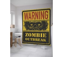 Штора (занавеска) для ванной JoyArty "Осторожно, зомби снаружи" из сатена, 180х200 см с крючками, sc_36413