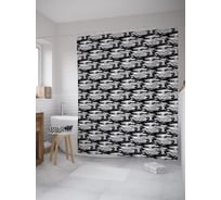 Штора (занавеска) для ванной JoyArty "Игривые киты" из сатена, 180х200 см с крючками, sc_55343