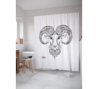 Штора (занавеска) для ванной JoyArty "Овен зентангл" из сатена, 180х200 см с крючками, sc_58994